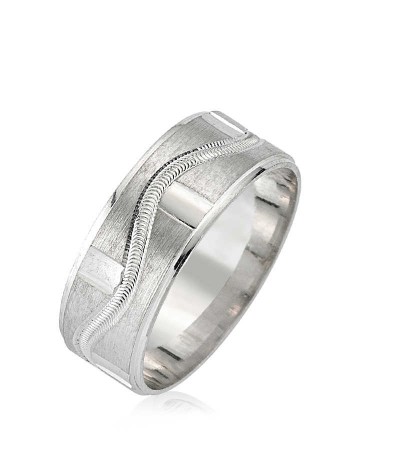 Gümüş Tek Dalga Desenli Alyans