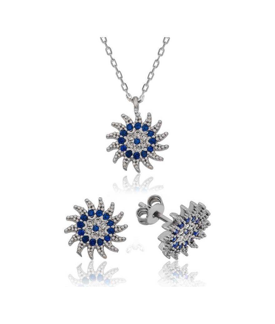 Gümüş Güneşli Nazar Bayan Set