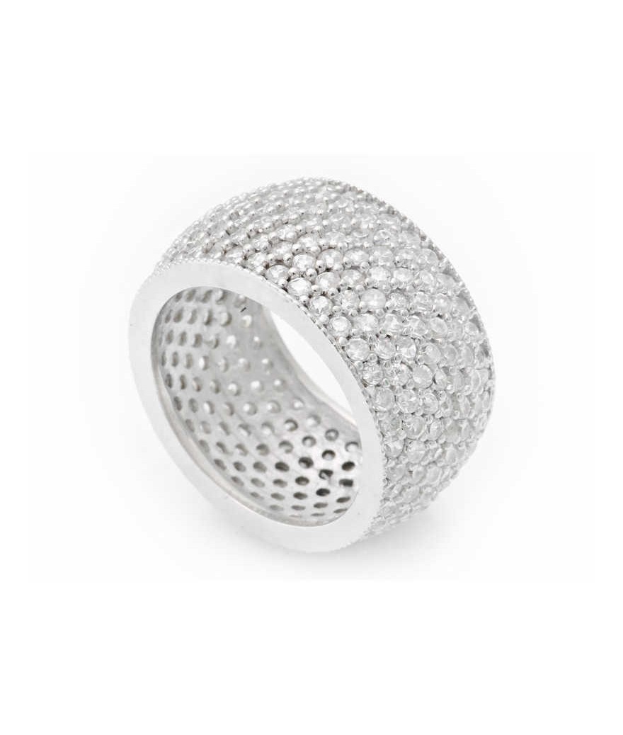 Gümüş 7 Sıra Beyaz Tamtur Bayan Alyans Yüzük