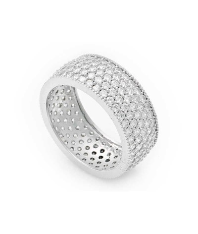 Gümüş 5 Sıra Beyaz Tamtur Bayan Alyans Yüzük