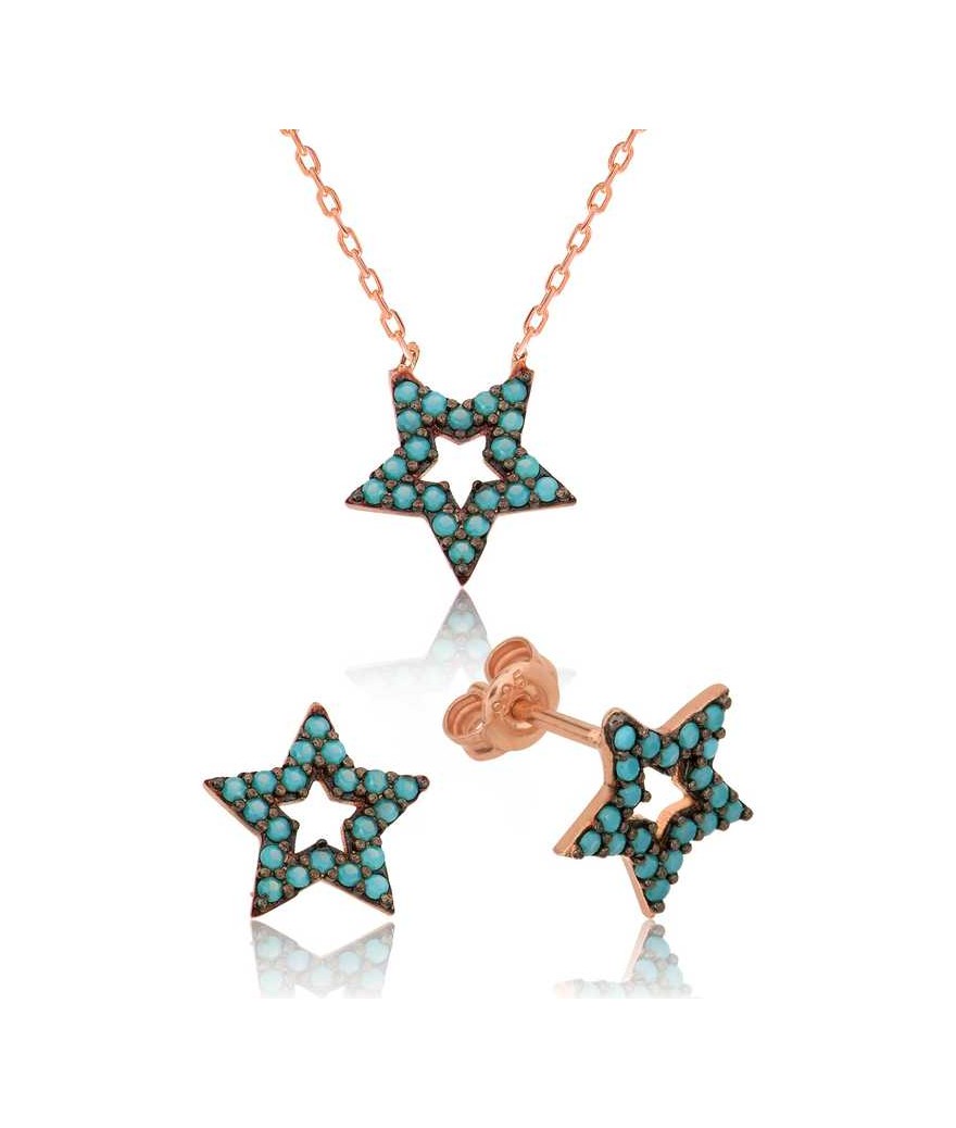 Gümüş Mavi Yıldız Bayan Set