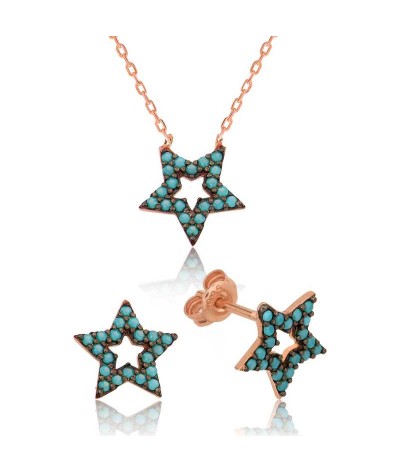 Gümüş Mavi Yıldız Bayan Set