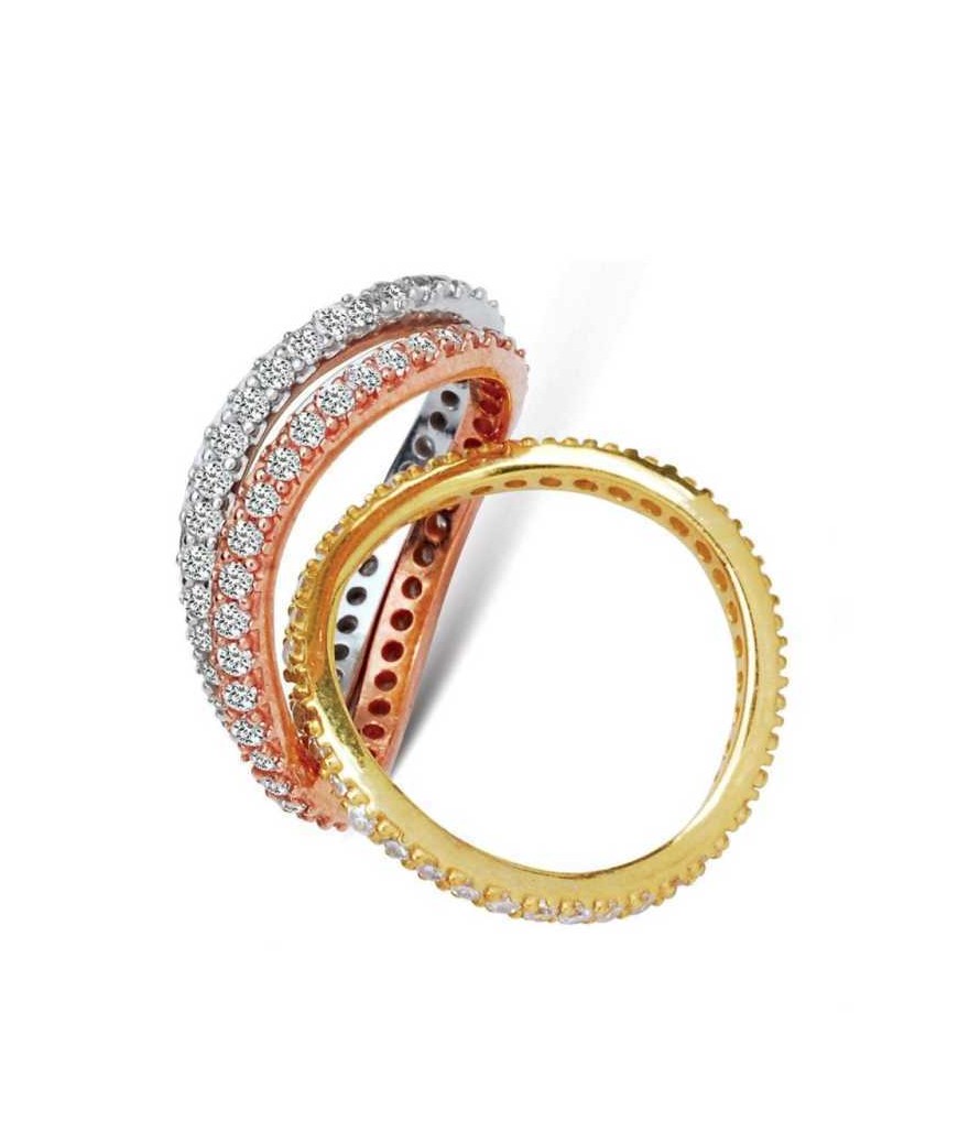 Gümüş Üç Parçalı Tam Tur Bayan Yüzük