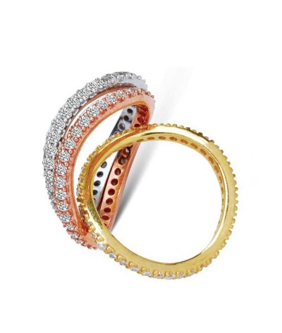 Gümüş Üç Parçalı Tam Tur Bayan Yüzük