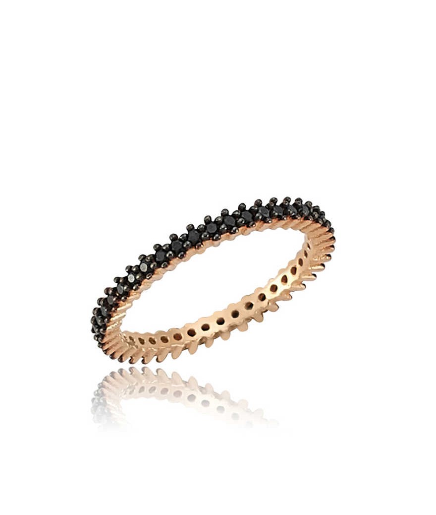 Gümüş Tek Sıra Siyah Tamtur Bayan Alyans Yüzük