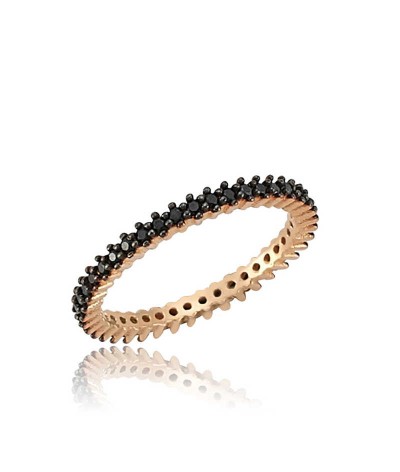 Gümüş Tek Sıra Siyah Tamtur Bayan Alyans Yüzük