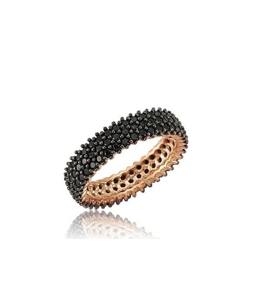 Gümüş 3 Sıra Siyah Tamtur Bayan Alyans Yüzük