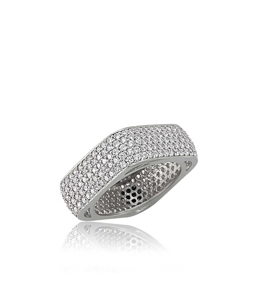 Gümüş 5 Sıra Köşeli Tamtur Bayan Alyans Yüzük