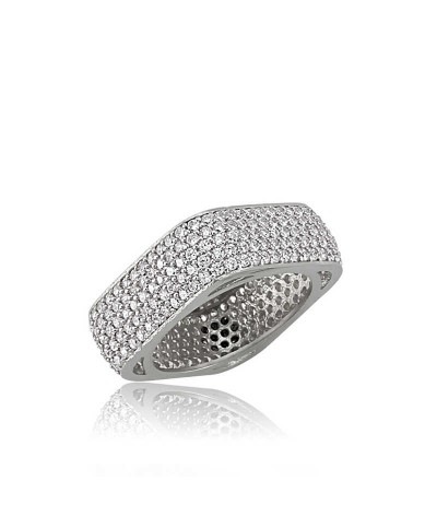 Gümüş 5 Sıra Köşeli Tamtur Bayan Alyans Yüzük