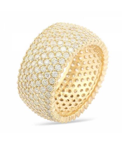 Gümüş 7 Sıra Altın Kaplama Tamtur Bayan Yüzük