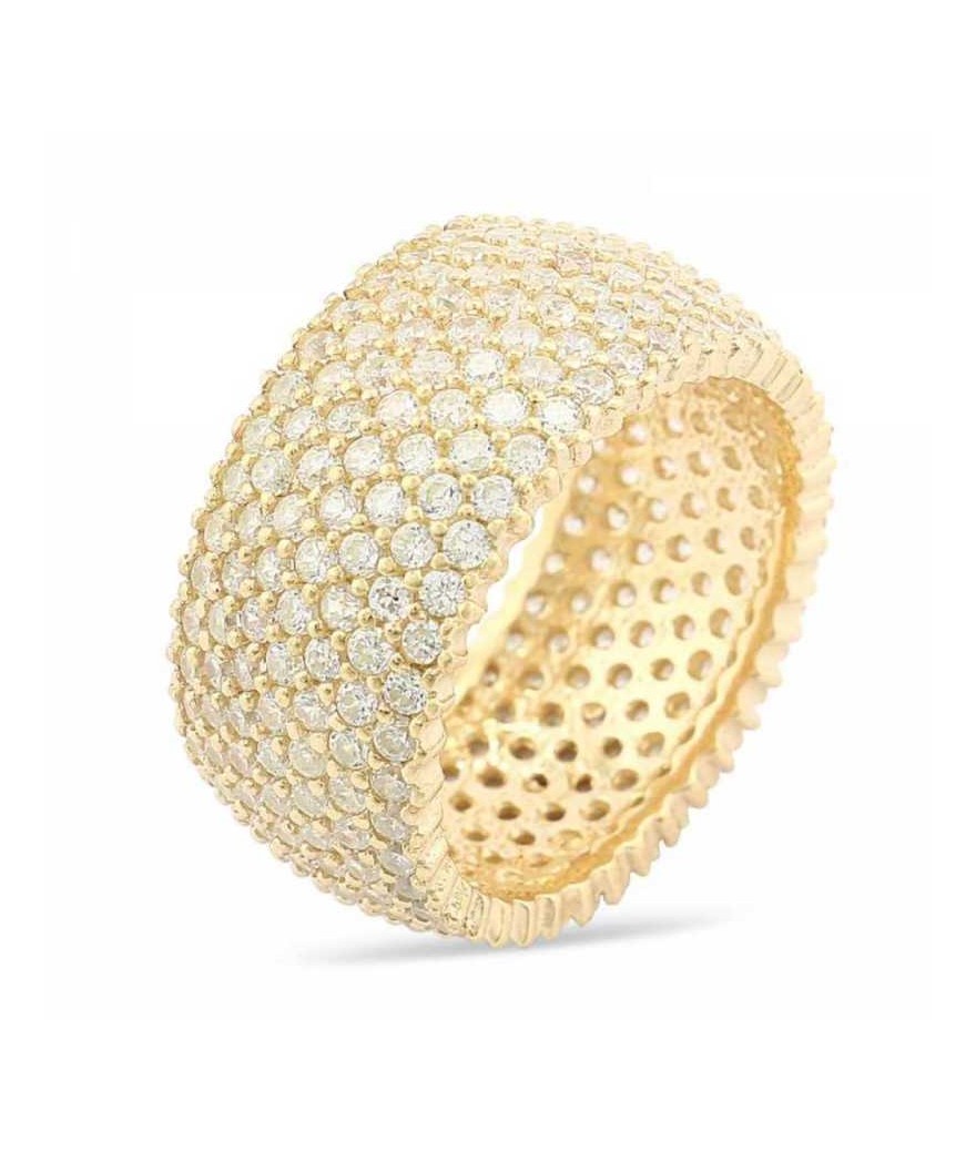 Gümüş 7 Sıra Altın Kaplama Tamtur Bayan Yüzük