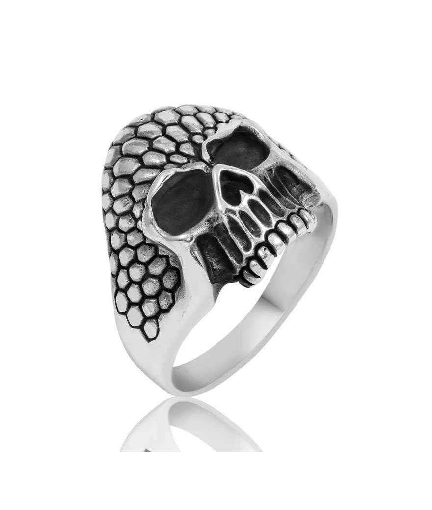 Gümüş Kuru Kafa Erkek Yüzük