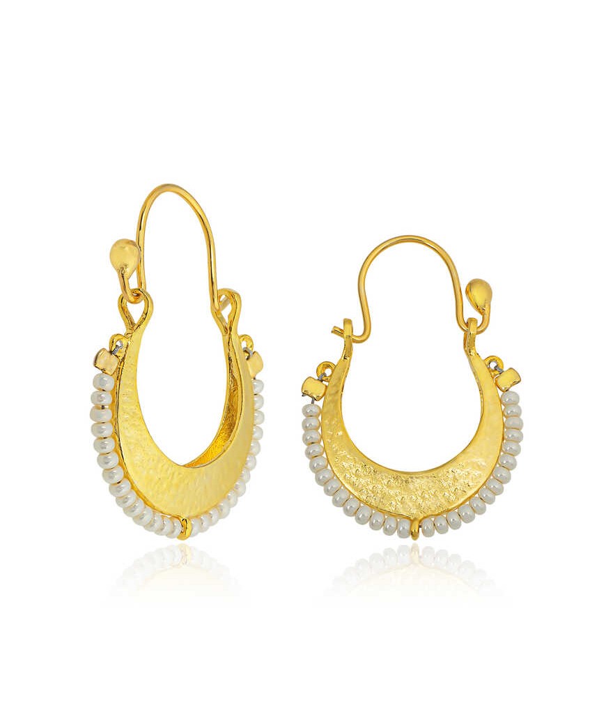 ​Gümüş Beyaz Taşlı Bohem Küpe