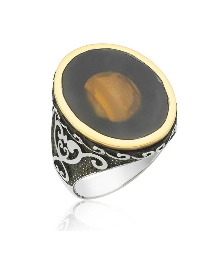 Şeffaf Kaplan Gözü Erkek Yüzük