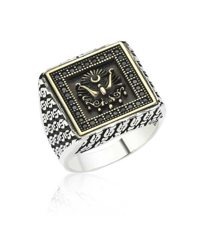 Gümüş Osmanlı Devlet Armalı Erkek Yüzük