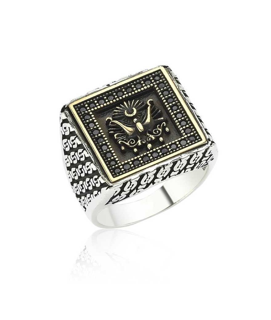 Gümüş Osmanlı Devlet Armalı Erkek Yüzük