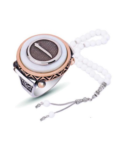 Gümüş Sedef Taşlı Elif Erkek Yüzük