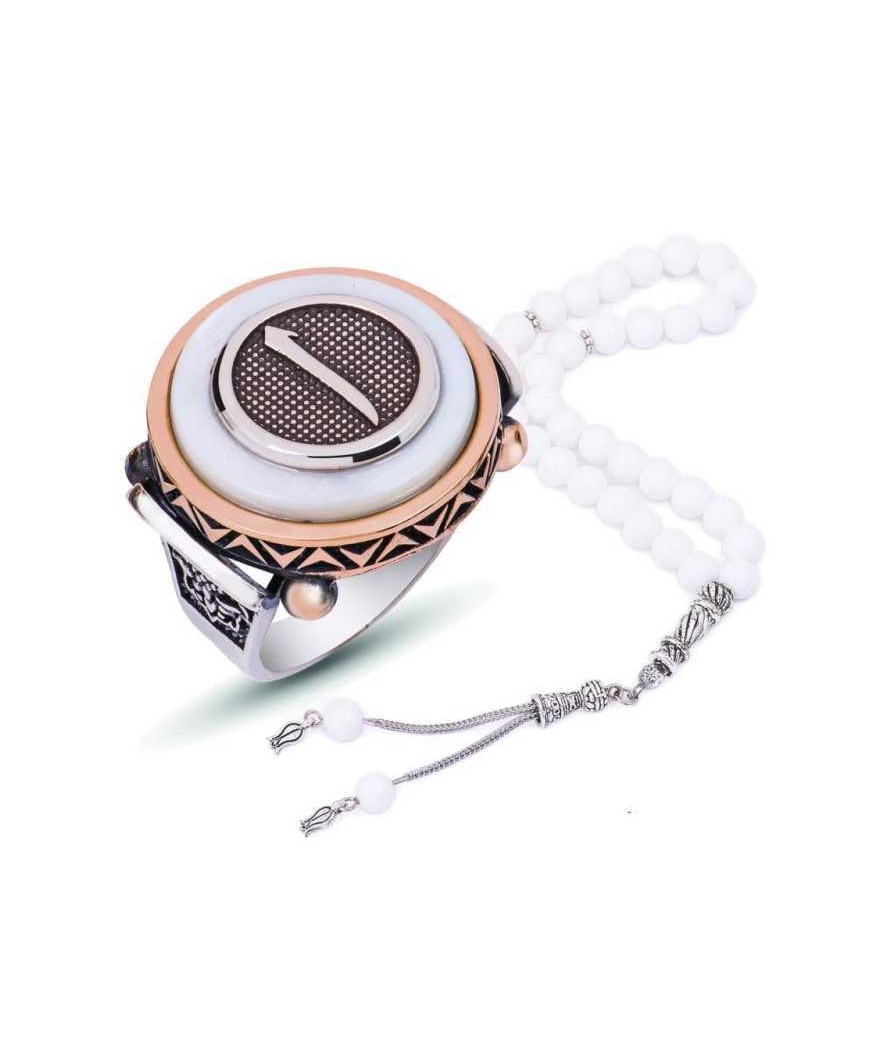 Gümüş Sedef Taşlı Elif Erkek Yüzük