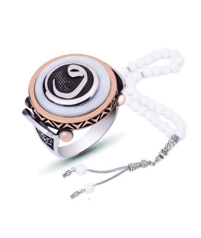 Gümüş Sedef Taşlı Vav Erkek Yüzük