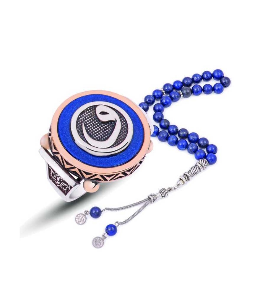 Gümüş Mavi Abanoz Vav Erkek Yüzük