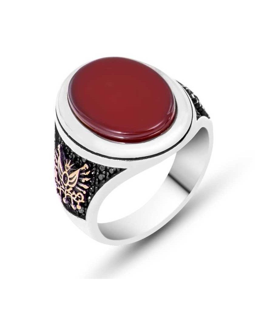 Gümüş Osmanlı Devlet Armalı Erkek Yüzük