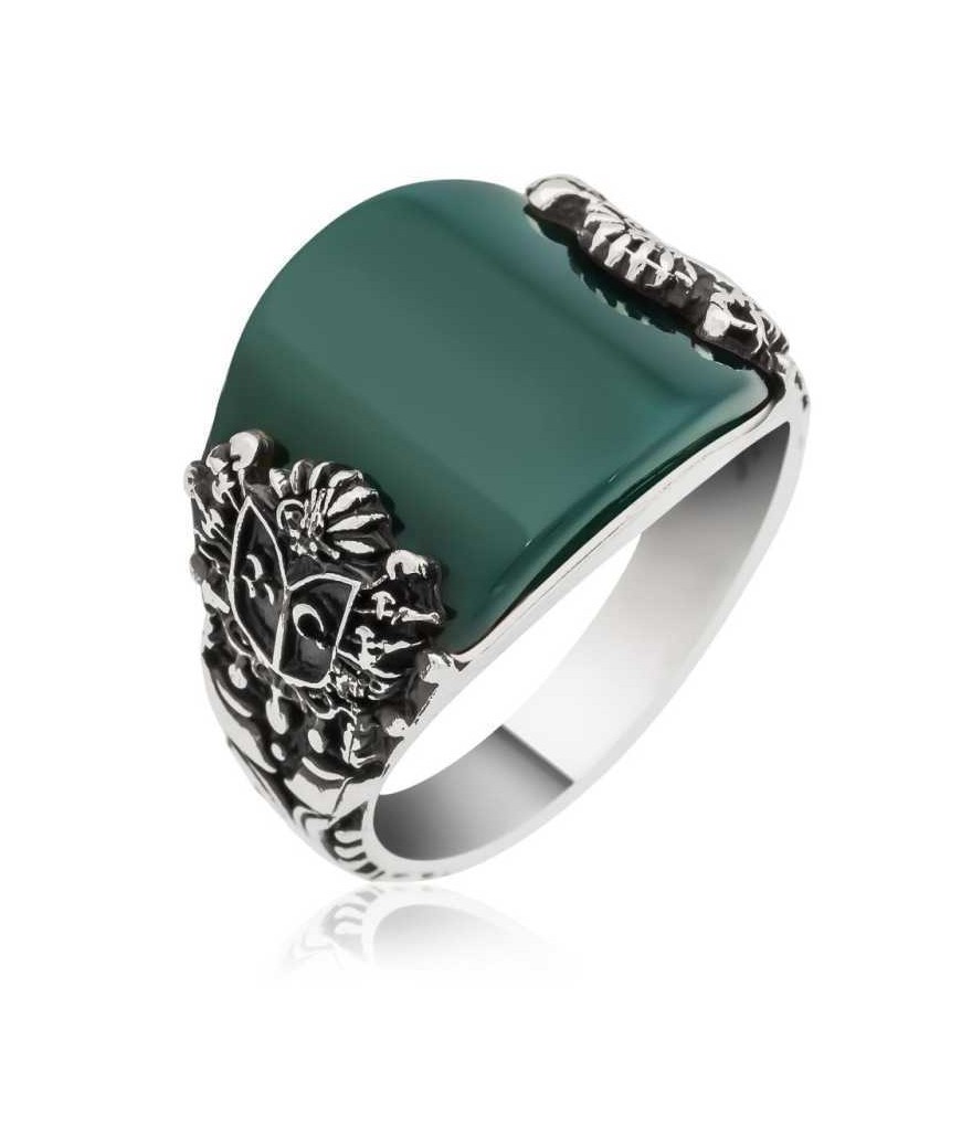 Gümüş Osmanlı Devlet Arması Erkek Yüzük