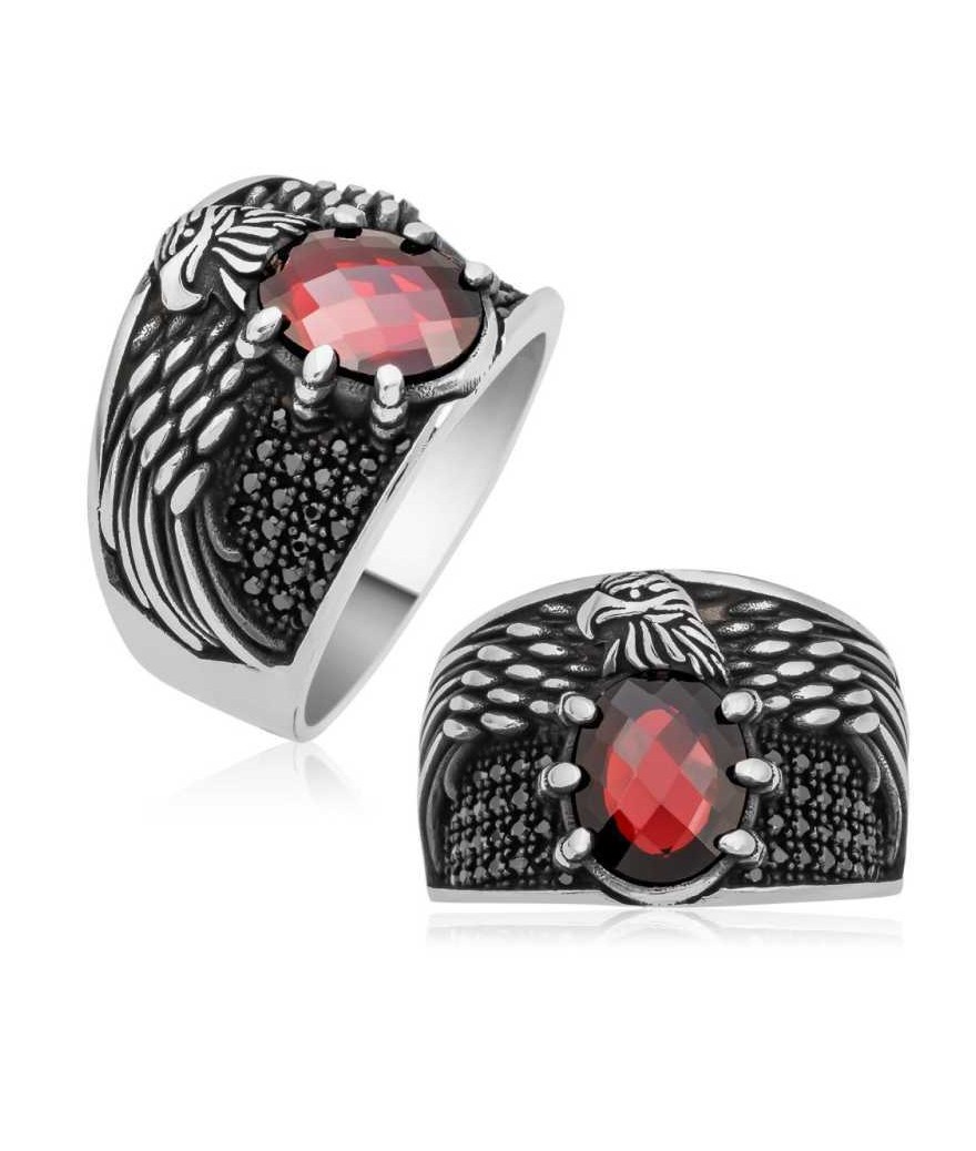 Gümüş Kanatlı Kartal Erkek Yüzük