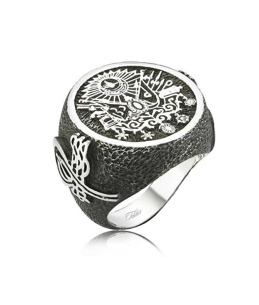 Gümüş Osmanlı Devlet Armalı Erkek Yüzük