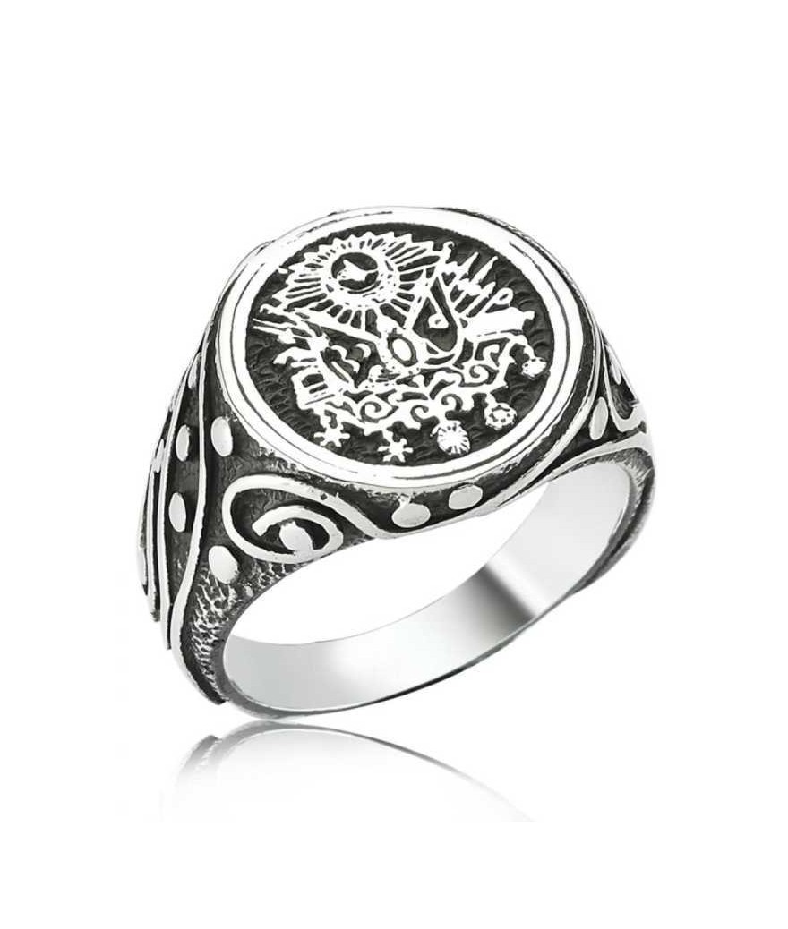 Gümüş Osmanlı Devlet Armalı Erkek Yüzük