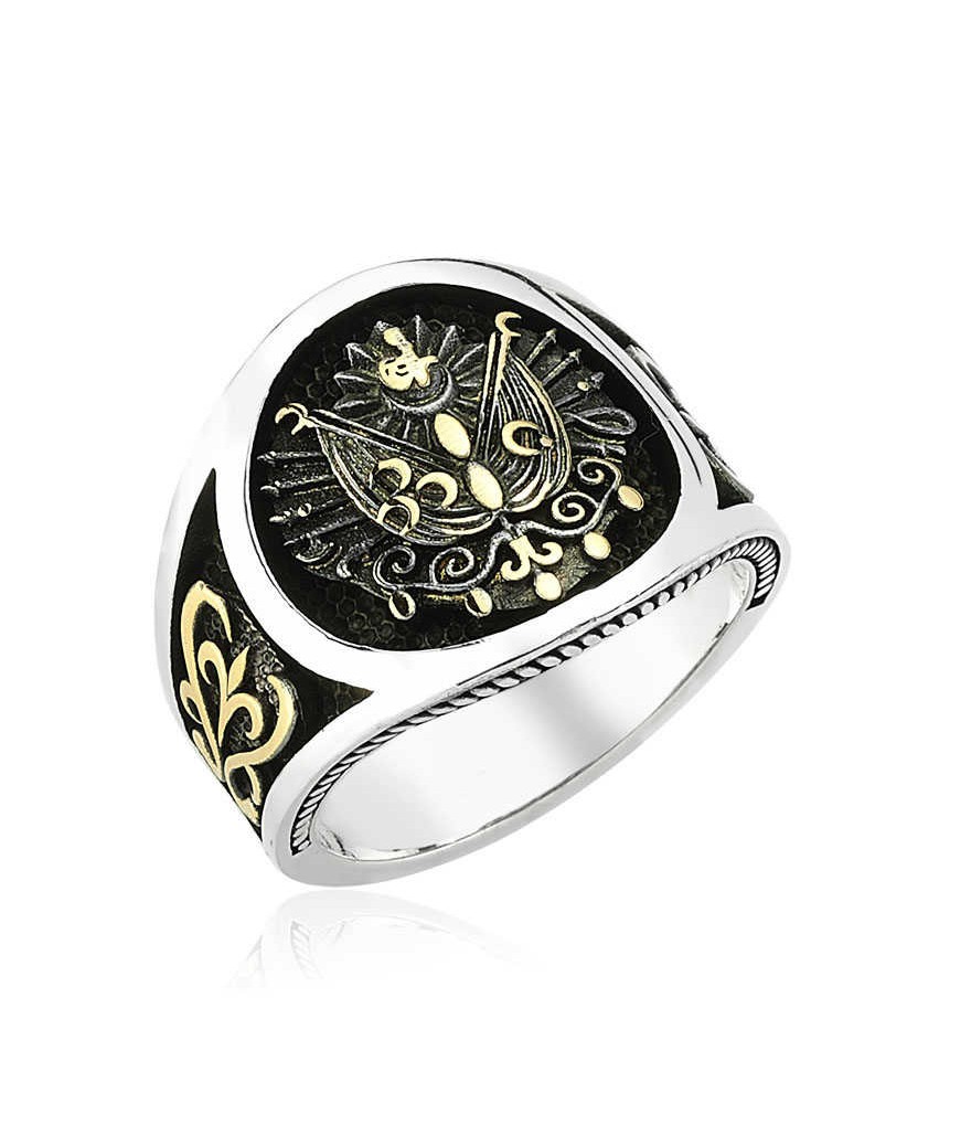 Gümüş Osmanlı Devlet Armalı Erkek Yüzük