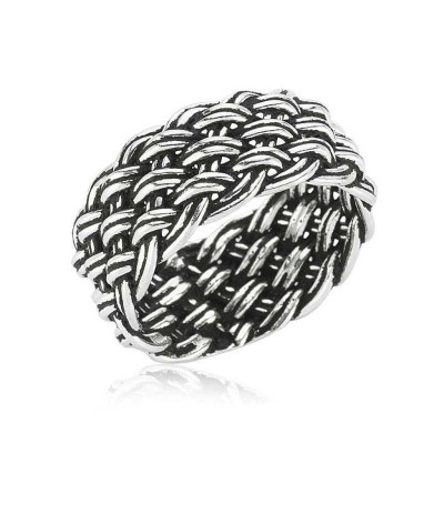 Gümüş Elişi Hasır Örgü Erkek Yüzük