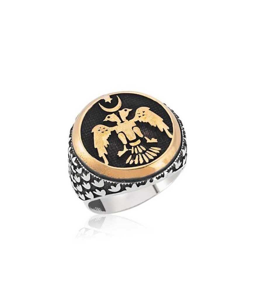 Gümüş Çift Başlı Kartal Erkek Yüzük