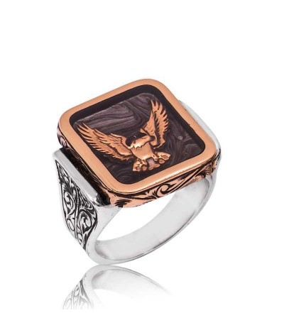 Gümüş Kartal Figürlü Erkek Yüzük