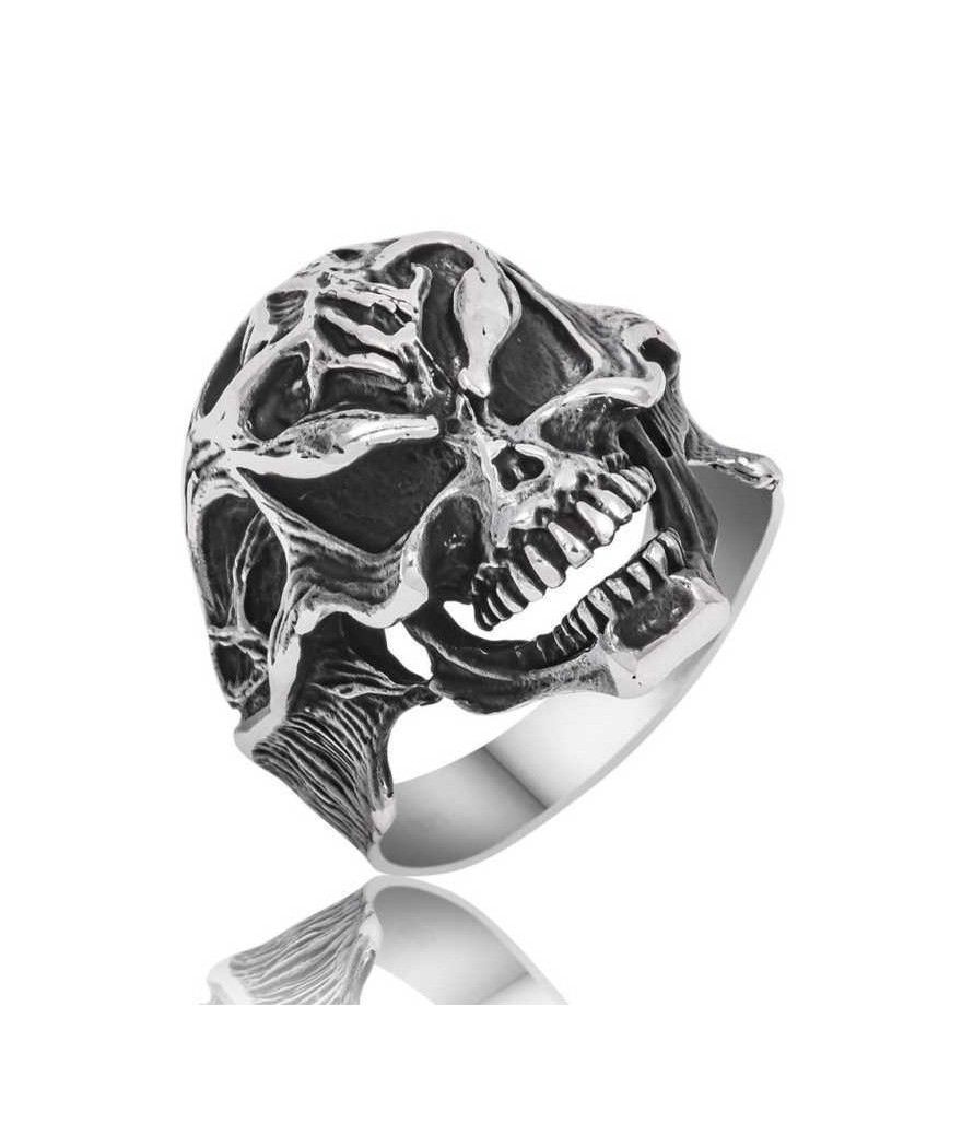 Gümüş Kuru Kafa Erkek Yüzük