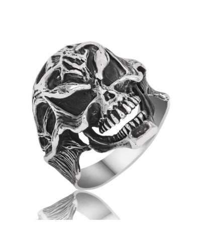 Gümüş Kuru Kafa Erkek Yüzük