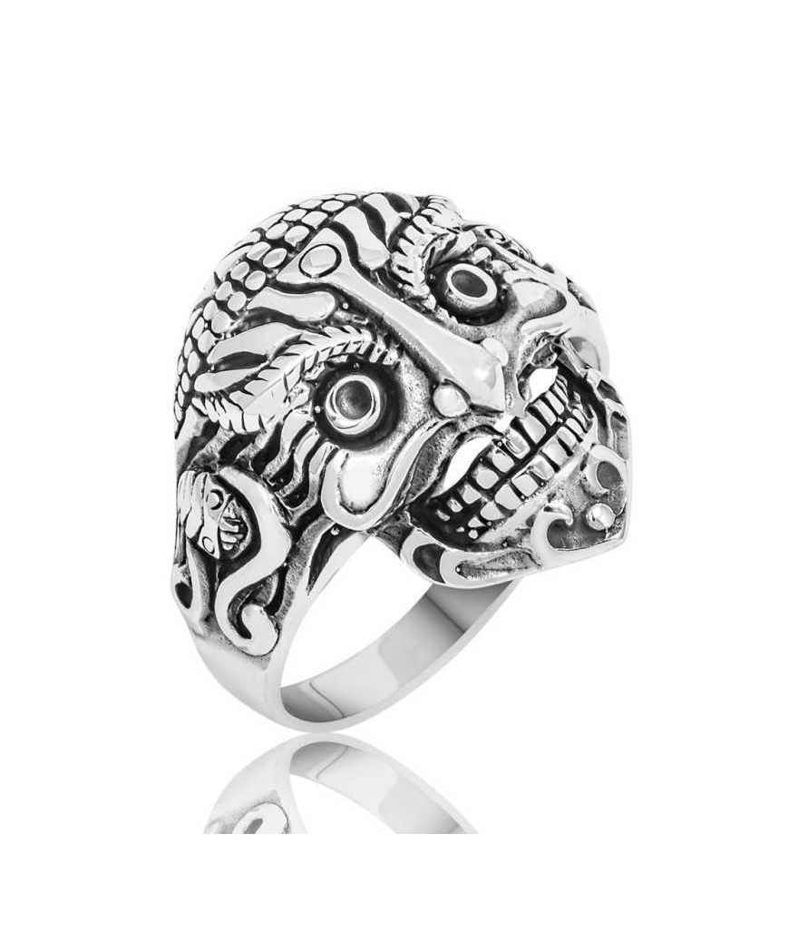 Gümüş Kuru Kafa Erkek Yüzük