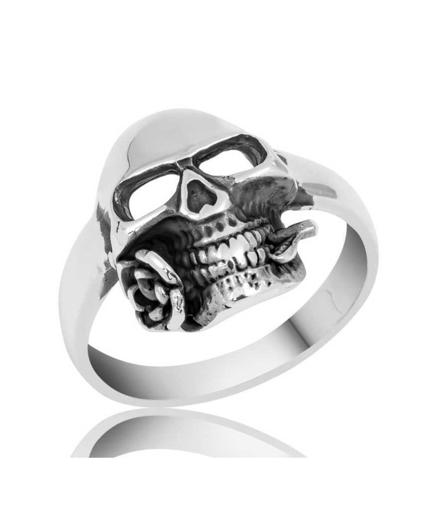 Gümüş Kuru Kafa Erkek Yüzük