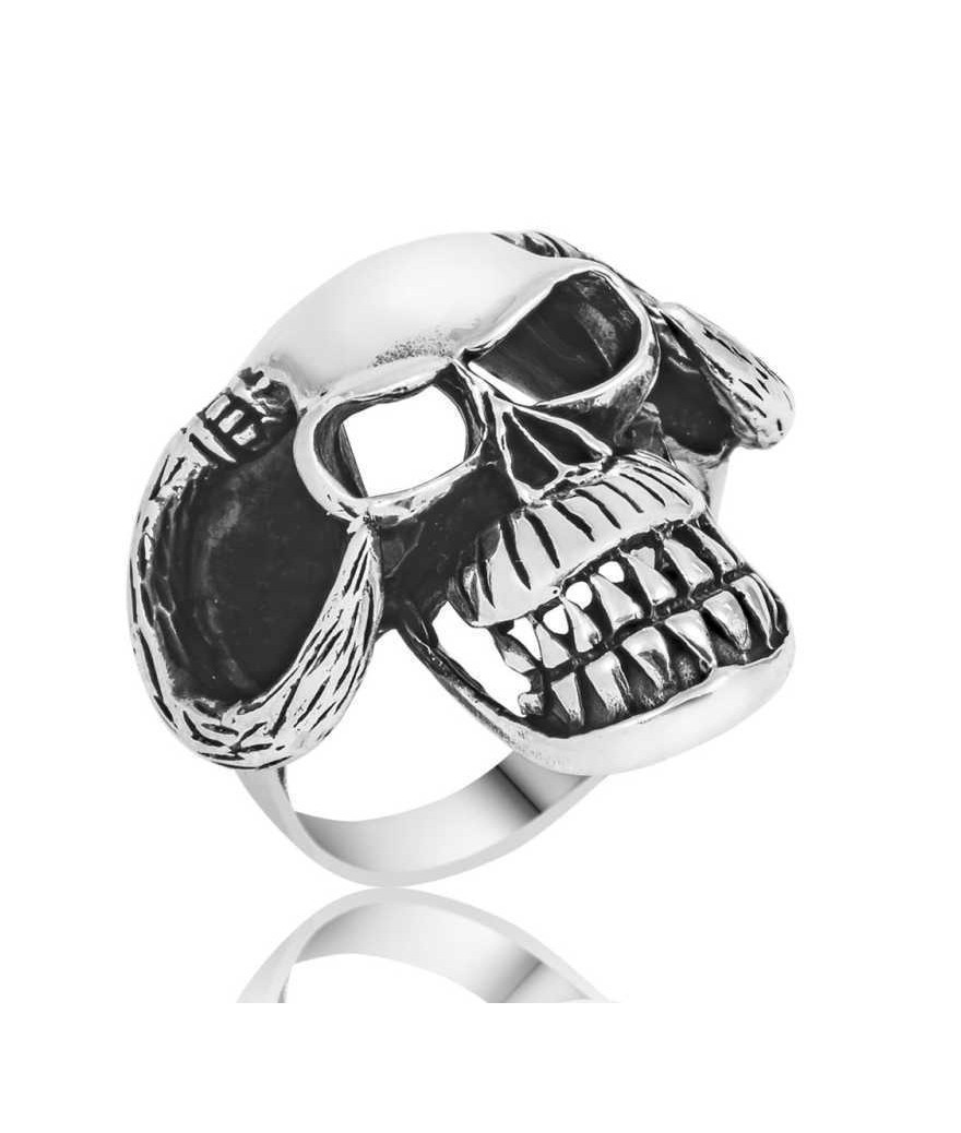 Gümüş Kuru Kafa Erkek Yüzük