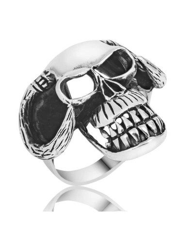 Gümüş Kuru Kafa Erkek Yüzük