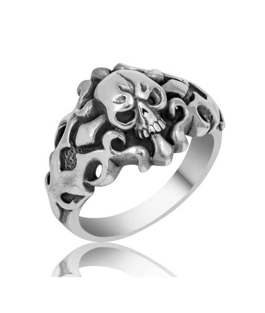 Gümüş Kuru Kafa Erkek Yüzük