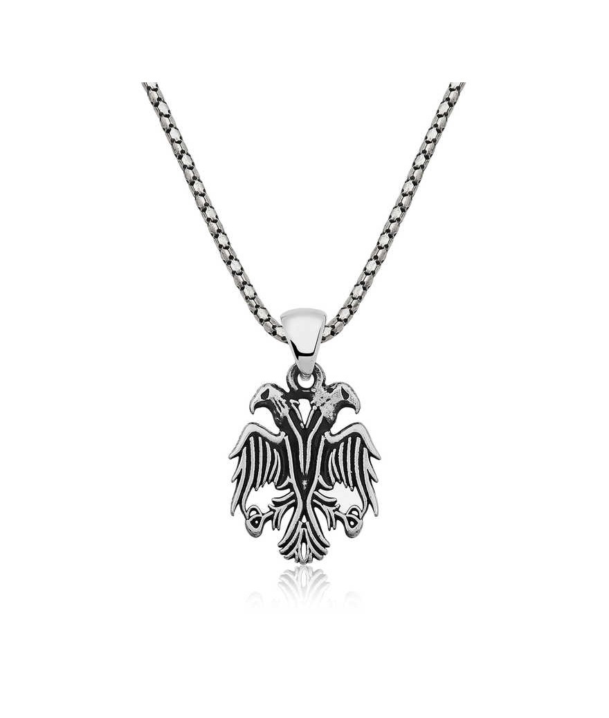 Gümüş Çift Başlı Kartal Erkek Kolye