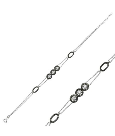 Gümüş Üç Taşlı Bayan Bileklik