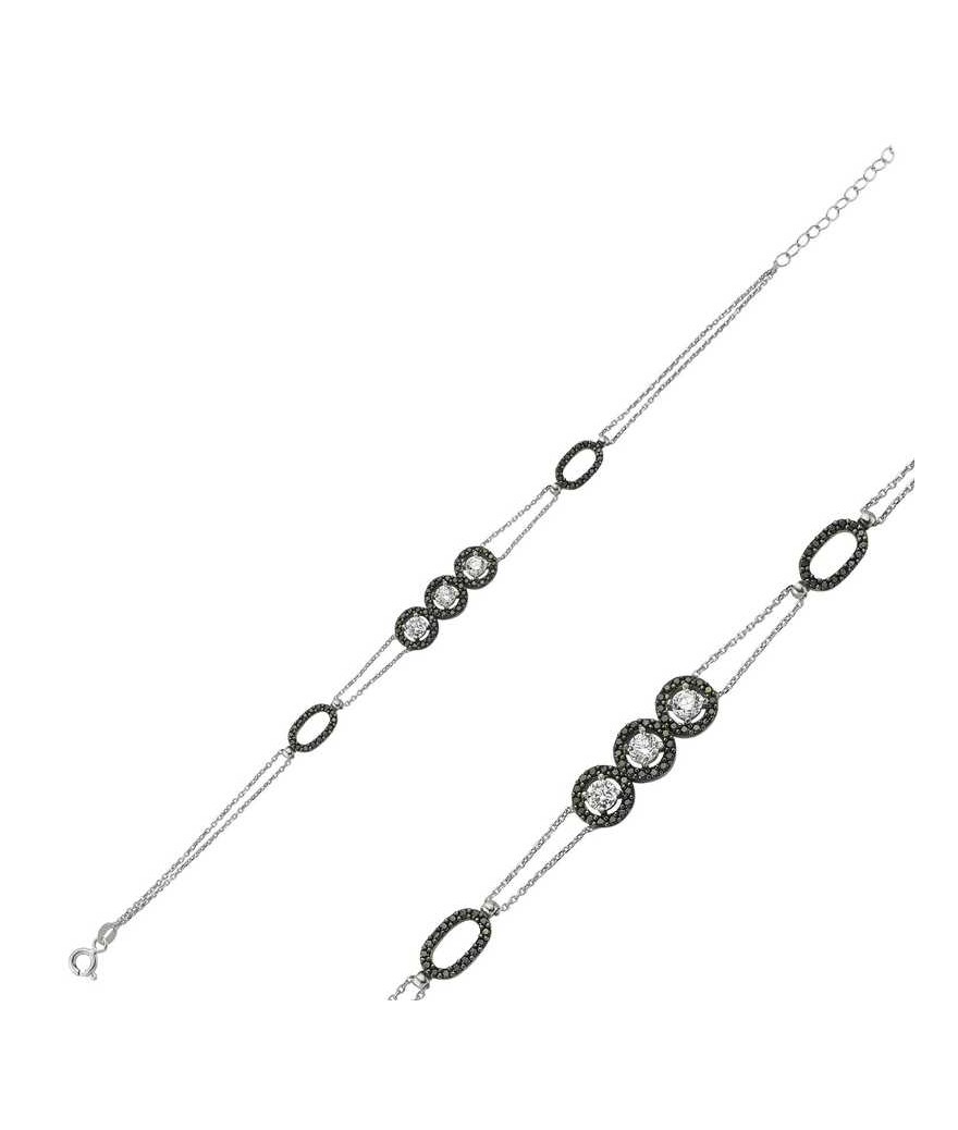 Gümüş Üç Taşlı Bayan Bileklik