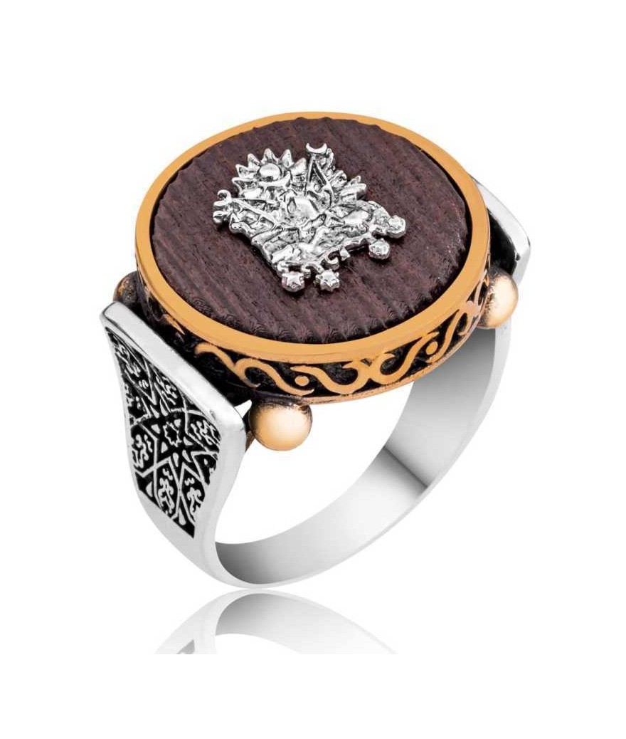 Gümüş Kuka Ağacı Osmanlı Armalı Erkek Yüzük