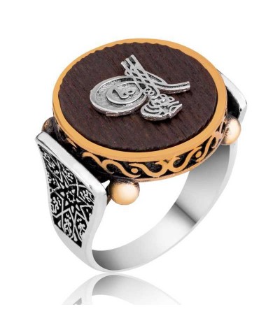 Gümüş Tuğralı Kuka Erkek Yüzük