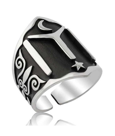 Gümüş Kayı Boyu Zihgir Okçu Erkek Yüzük