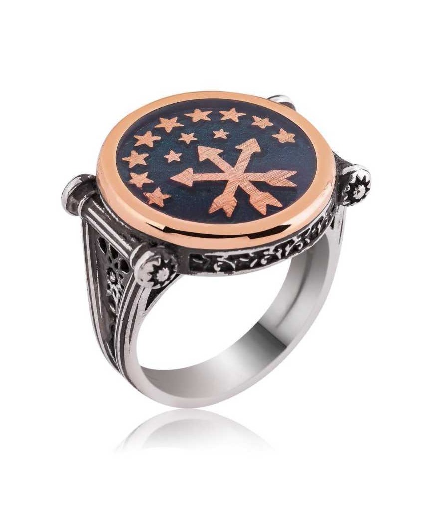 Gümüş Çerkes Bayrağı Erkek Yüzük