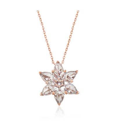 Gümüş Beyaz Lotus Çiçeği Kolye