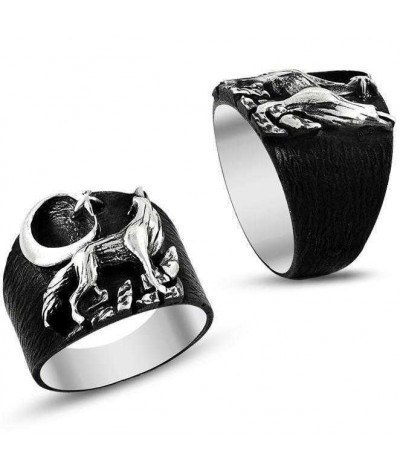 Gümüş Bozkurt Desenli Erkek Yüzük