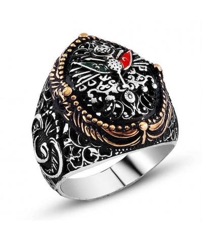 Gümüş Osmanlı Devlet Arması Erkek Yüzük